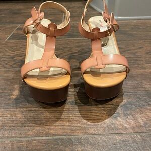 Aldo Peach and Brown Platform Sandals